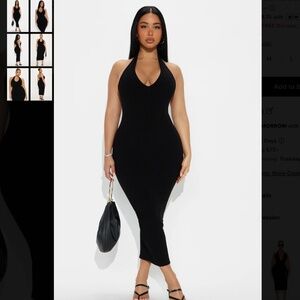 NWOT FASHION NOVA Celeste Snatched Halter Midi Dress - Black
